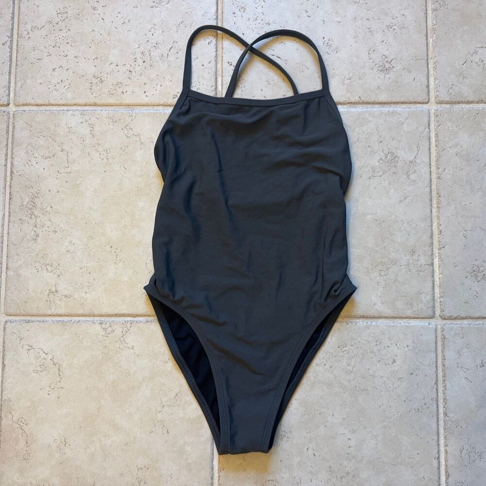 Jolyn Scotty Fixed Back One Piece Swimsuit Dark Charcoal Grey Size 30